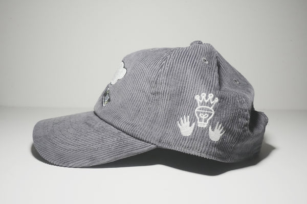 Grey Corduroy Clouds Rain Cash Dad Hat