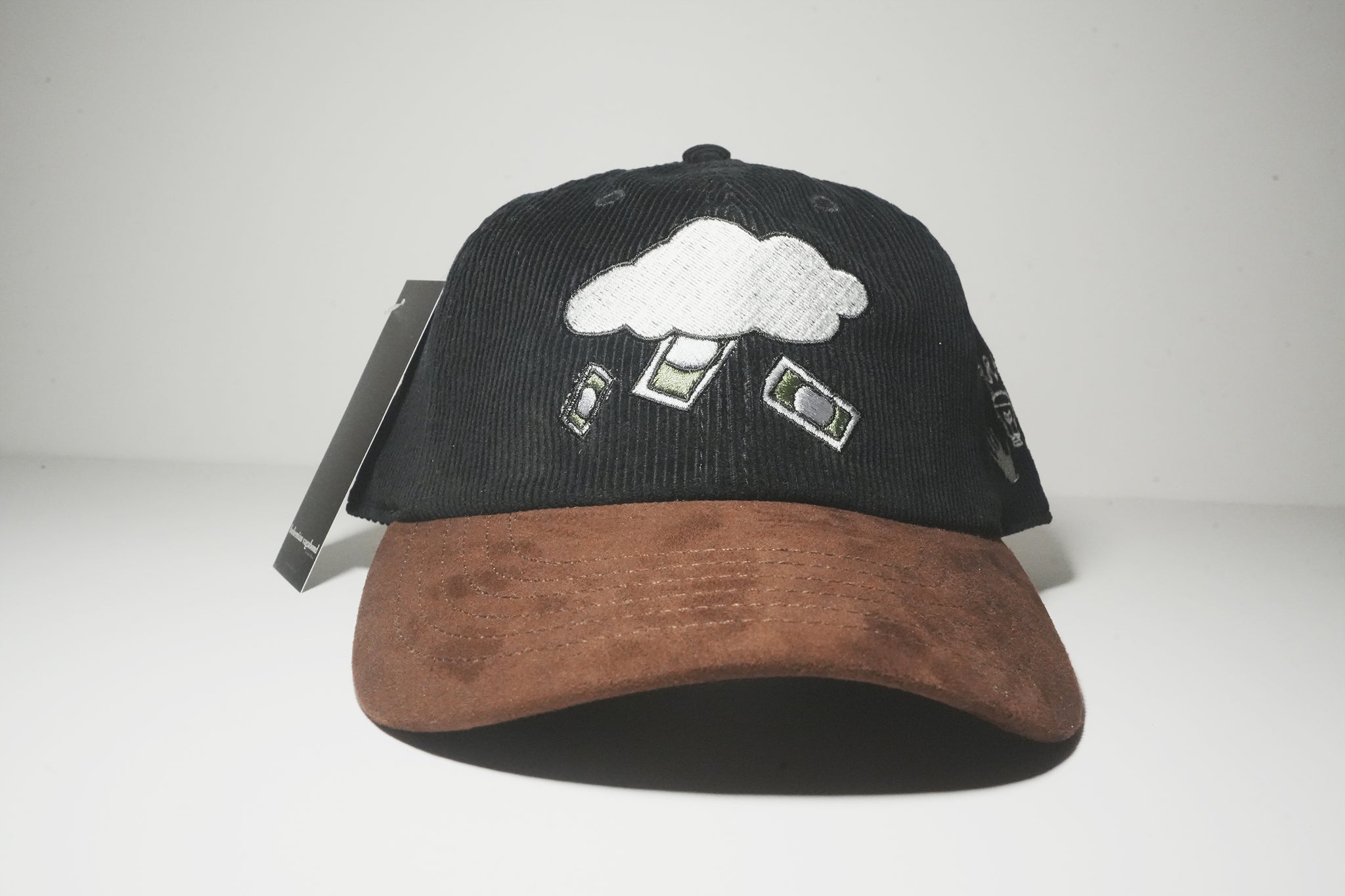 Black & Brown Corduroy Clouds Rain Cash Dad Hat
