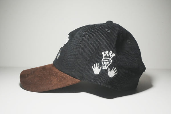 Black & Brown Corduroy Clouds Rain Cash Dad Hat