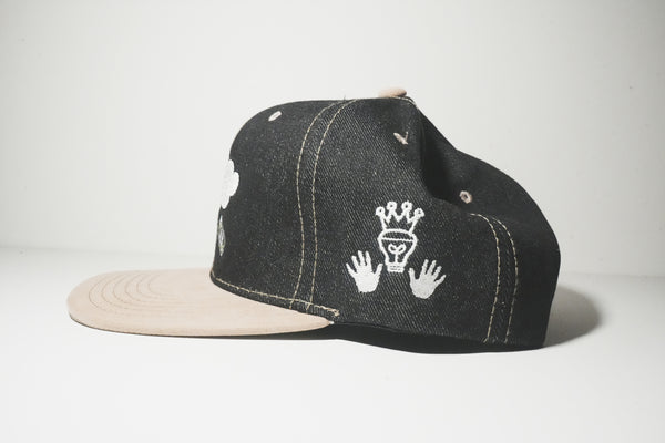 Black Denim Clouds Rain Cash Snapback