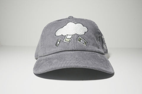 Grey Corduroy Clouds Rain Cash Dad Hat
