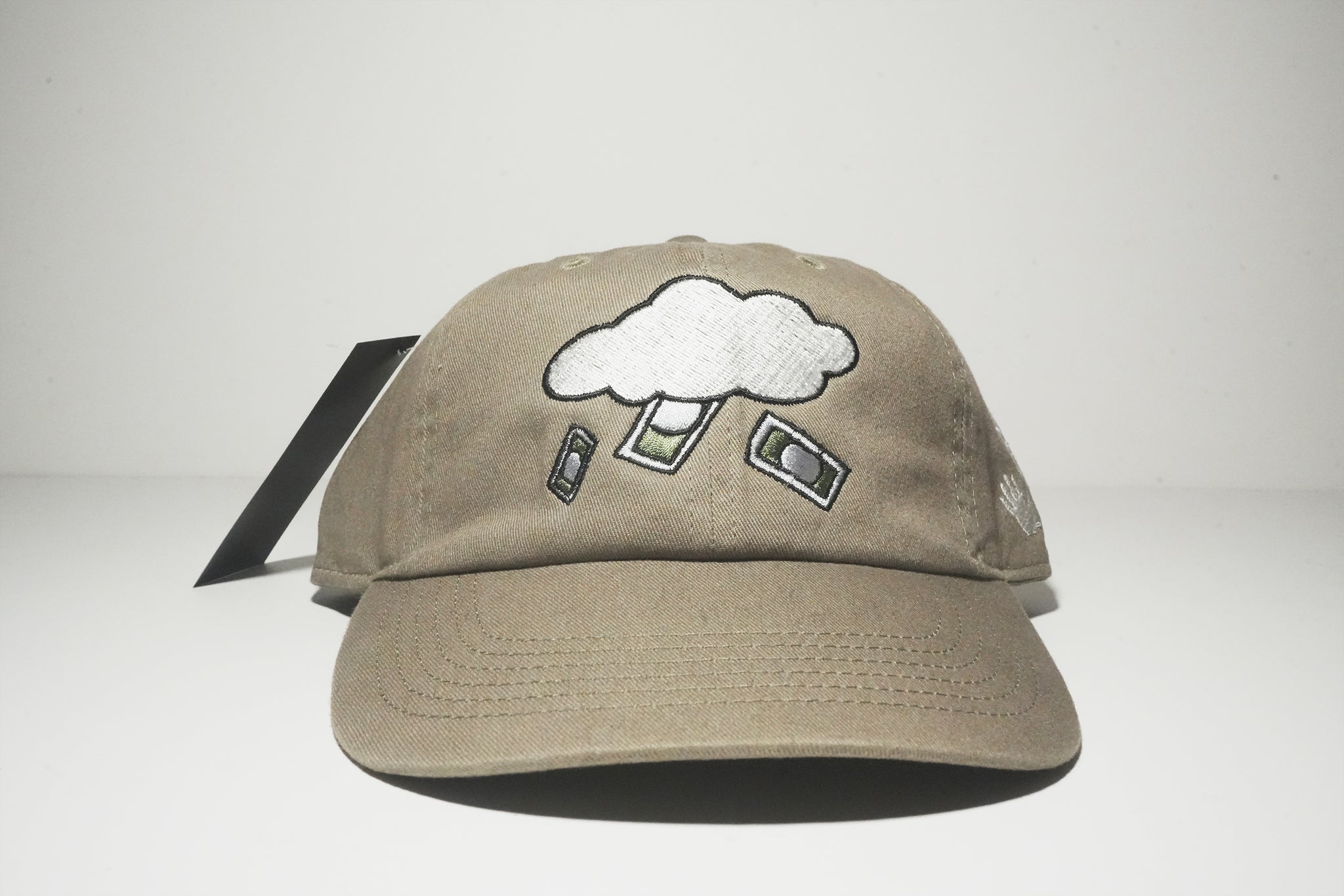 Olive Green Clouds Rain Cash Dad Hat