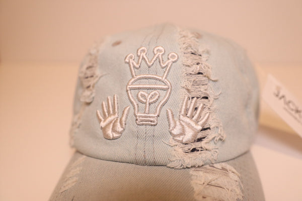Light Denim Distressed Large Logo AIP Dad Hat