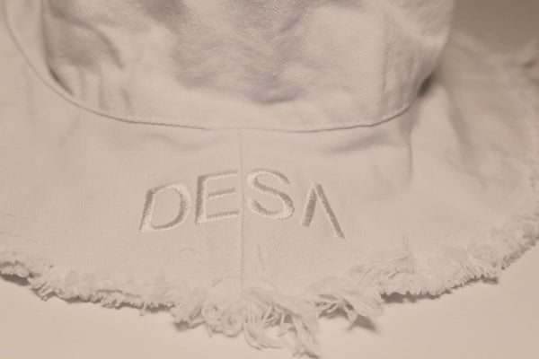 All White AIP Embroidered Denim Bucket Hat